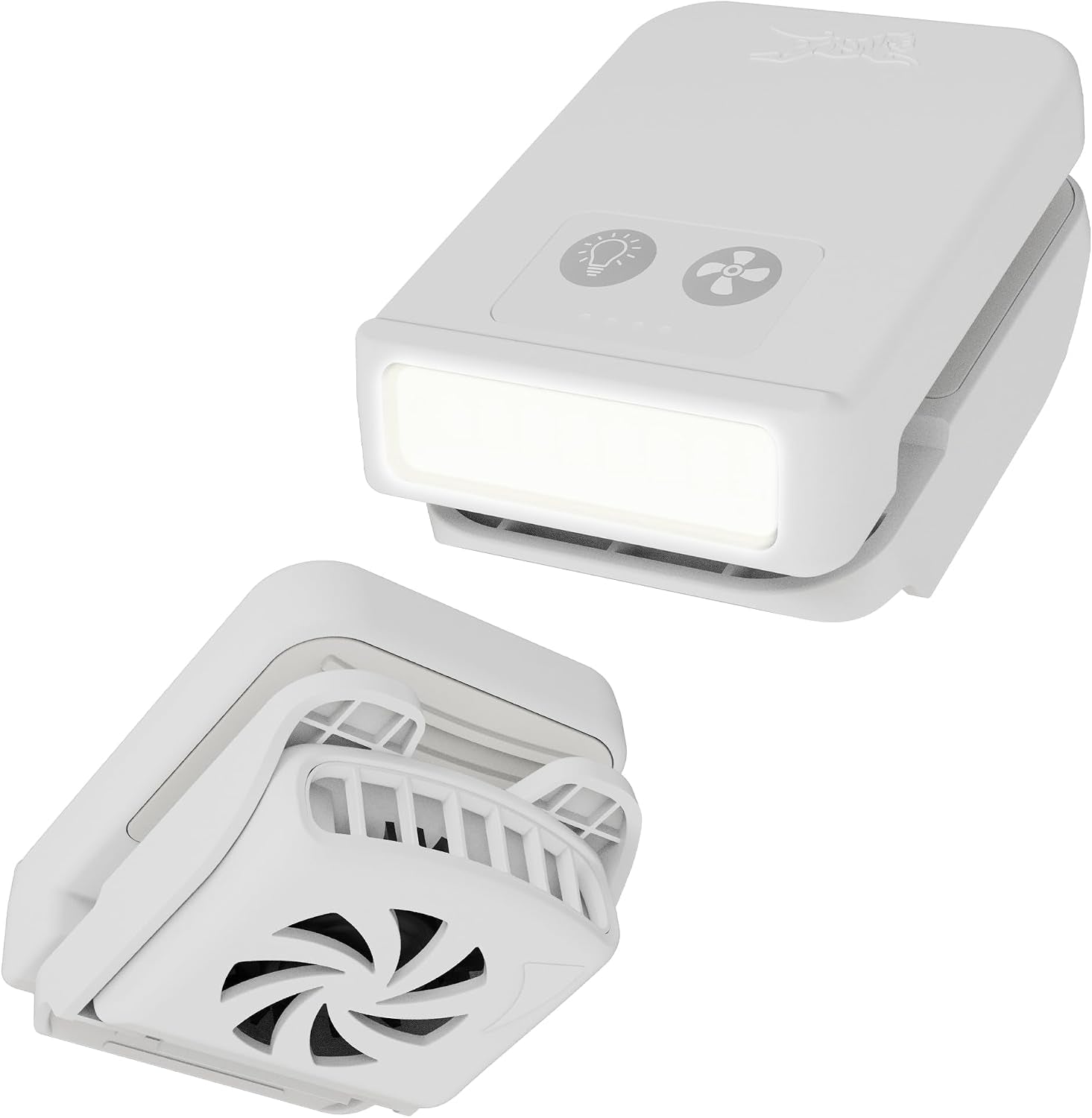 Breezy Pro Hard Hat Clip-On Fan | Mini Personal Portable Fan with 400‑Lumen Work Light | 11 MPH, IP56 | Cooling Gear for Safety Helmets, Welding, Construction | USB‑C Rechargeable - White